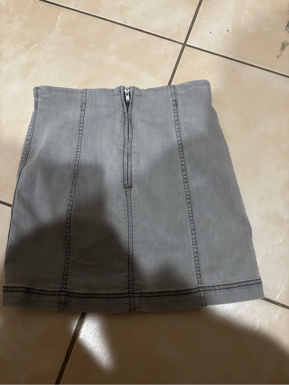 Free People Gray Panel A-Line Mini Skirt